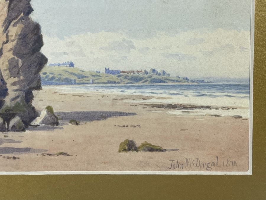 John McDougal (1851-1945, United Kingdom) Antique 1878 Original Watercolor On Paper Seascape Landscape Painting Framed Signed 10 X 7 Frame 17.5 X 14.5 [Photo 7]