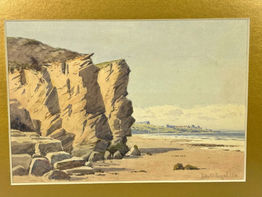 John McDougal (1851-1945, United Kingdom) Antique 1878 Original Watercolor On Paper Seascape Landscape Painting Framed Signed 10 X 7 Frame 17.5 X 14.5 [Photo 4]
