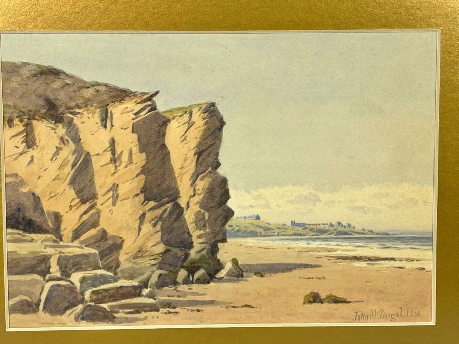 John McDougal (1851-1945, United Kingdom) Antique 1878 Original Watercolor On Paper Seascape Landscape Painting Framed Signed 10 X 7 Frame 17.5 X 14.5 [Photo 5]