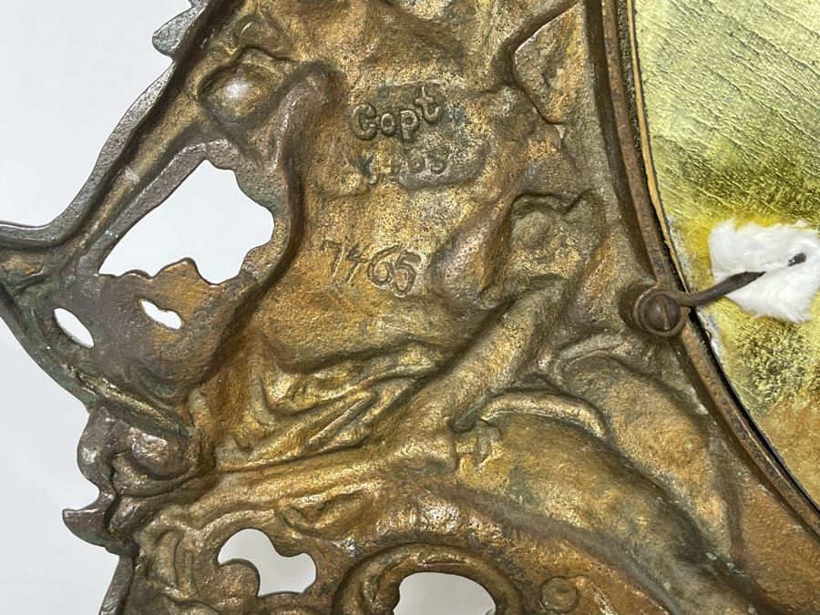 Vintage Repousse Copper Vanity Beveled Glass Mirror 13W X 18H [Photo 12]