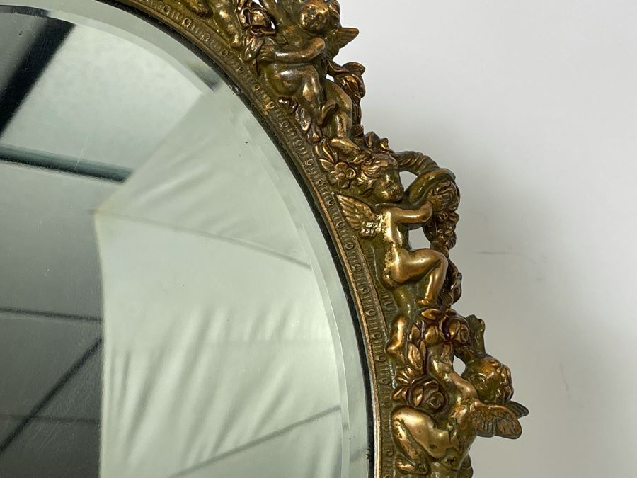 Vintage Repousse Copper Vanity Beveled Glass Mirror 13W X 18H [Photo 8]