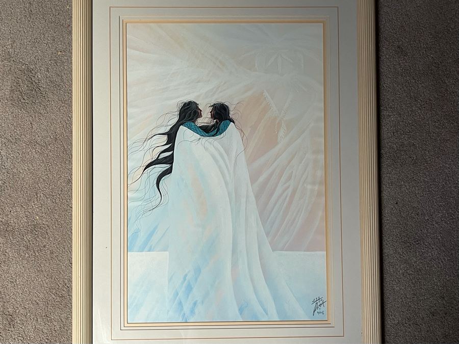 Bill Rabbit (Native American, 1946-2012) Signed Limited Edition Lithograph Titled 'My Heart Soars Like An Eagle' Framed Litho Measures 16 X 24 Frame Measures 24 X 32 [Photo 3]