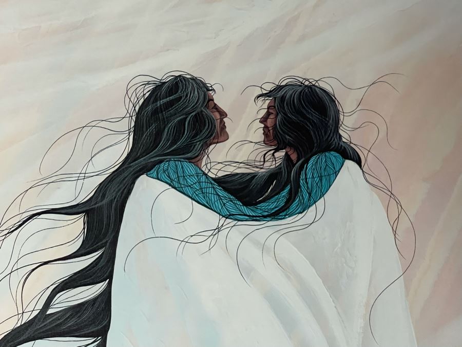 Bill Rabbit (Native American, 1946-2012) Signed Limited Edition Lithograph Titled 'My Heart Soars Like An Eagle' Framed Litho Measures 16 X 24 Frame Measures 24 X 32 [Photo 5]