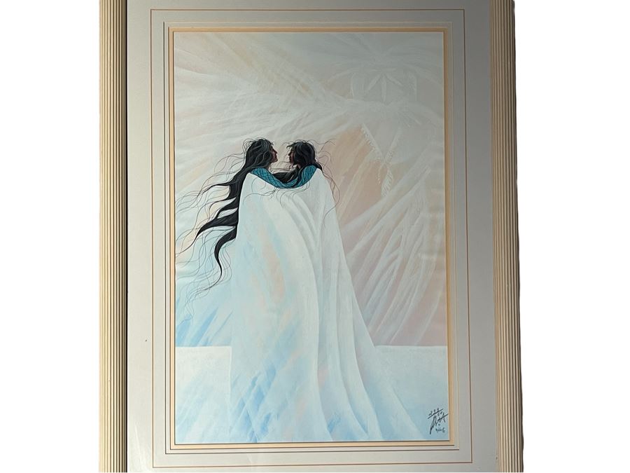 Bill Rabbit (Native American, 1946-2012) Signed Limited Edition Lithograph Titled 'My Heart Soars Like An Eagle' Framed Litho Measures 16 X 24 Frame Measures 24 X 32 [Photo 2]