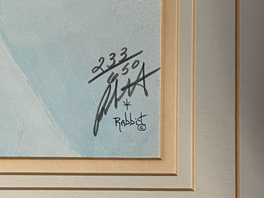 Bill Rabbit (Native American, 1946-2012) Signed Limited Edition Lithograph Titled 'My Heart Soars Like An Eagle' Framed Litho Measures 16 X 24 Frame Measures 24 X 32 [Photo 6]