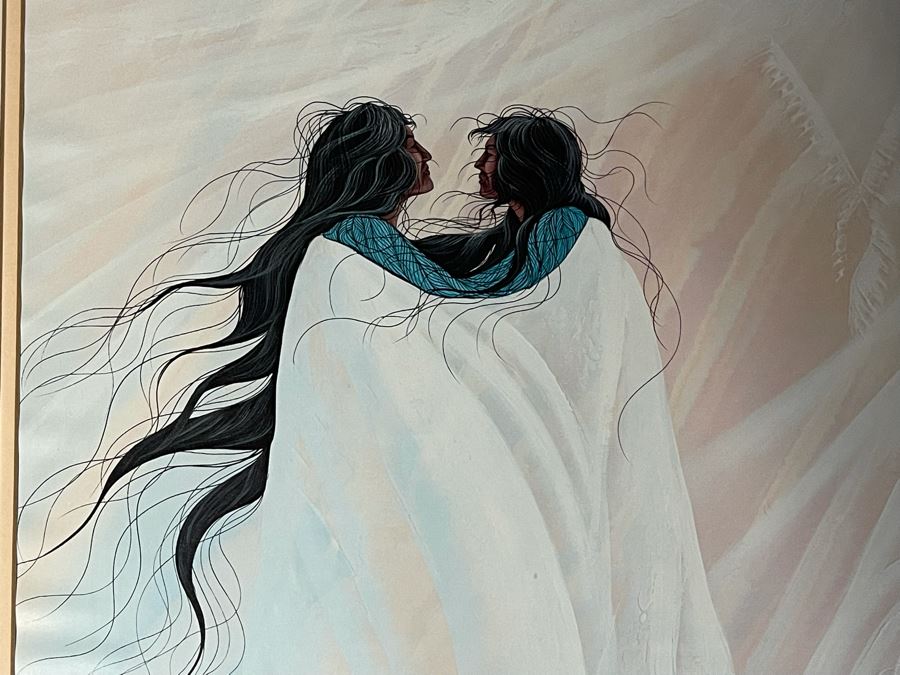 Bill Rabbit (Native American, 1946-2012) Signed Limited Edition Lithograph Titled 'My Heart Soars Like An Eagle' Framed Litho Measures 16 X 24 Frame Measures 24 X 32 [Photo 4]