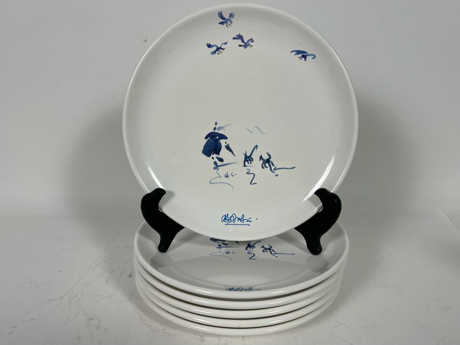 Set Of Six Quimper France CPC Ceramic 8.25' Plates [Photo 3]