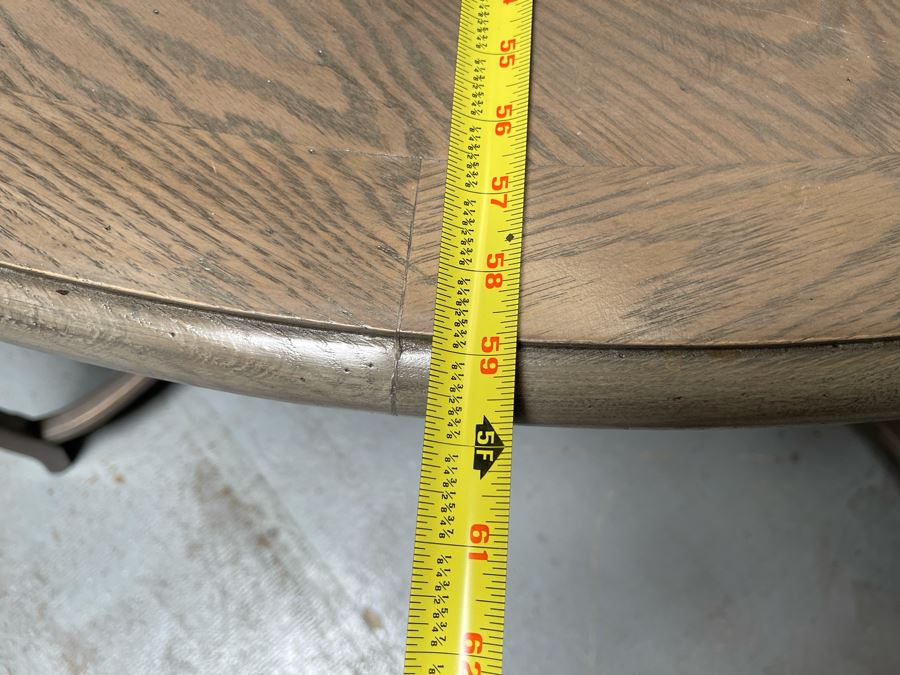 Baker Furniture 5' Round Wooden Dining Table With Drawer And Four Dining Chairs [Photo 14]