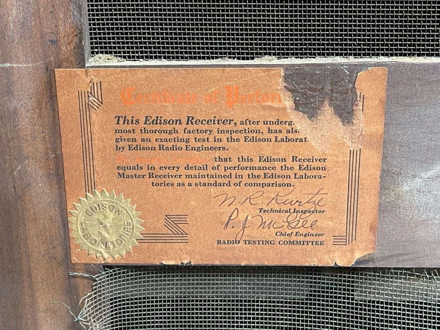 Vintage Thomas Edison Model R1 Cabinet (No Phonograph) 22W X 18D X 46H [Photo 9]