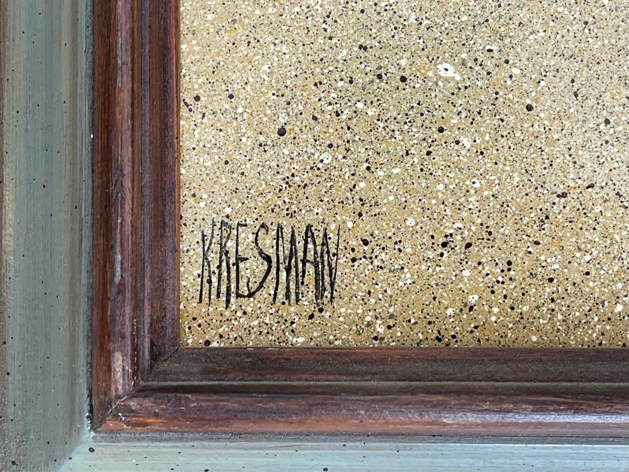 Original Jacquelynn Kresman Ocean Painting On Board (Appears To Be Big Rock In La Jolla) 14 X 11, Framed 16 X 13 [Photo 11]