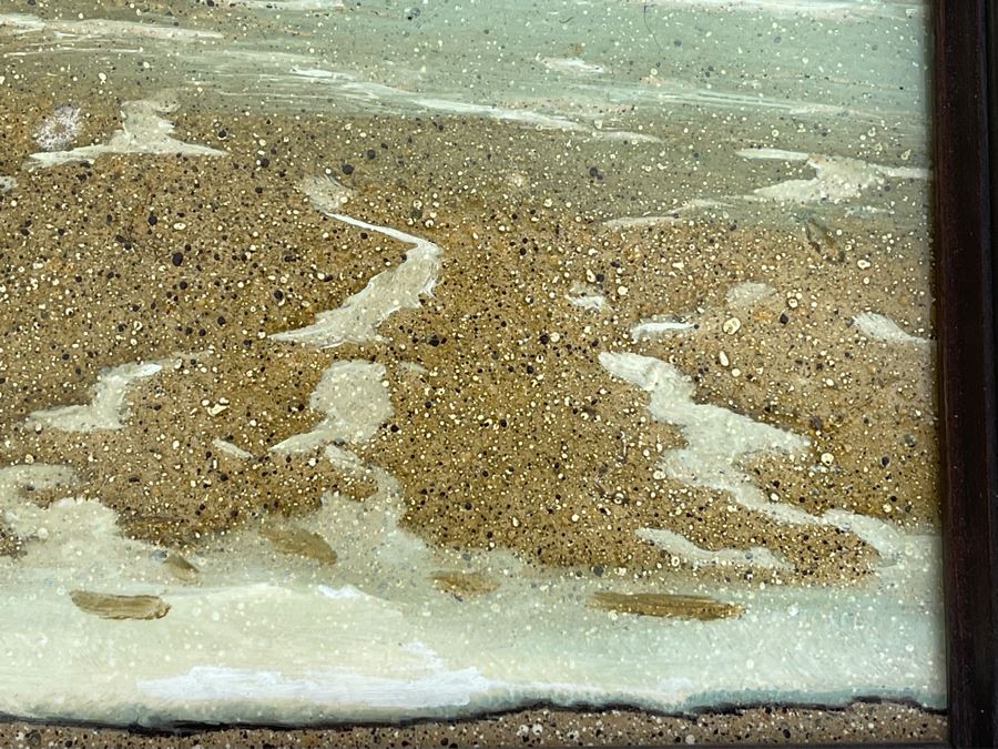 Original Jacquelynn Kresman Ocean Painting On Board (Appears To Be Big Rock In La Jolla) 14 X 11, Framed 16 X 13 [Photo 10]