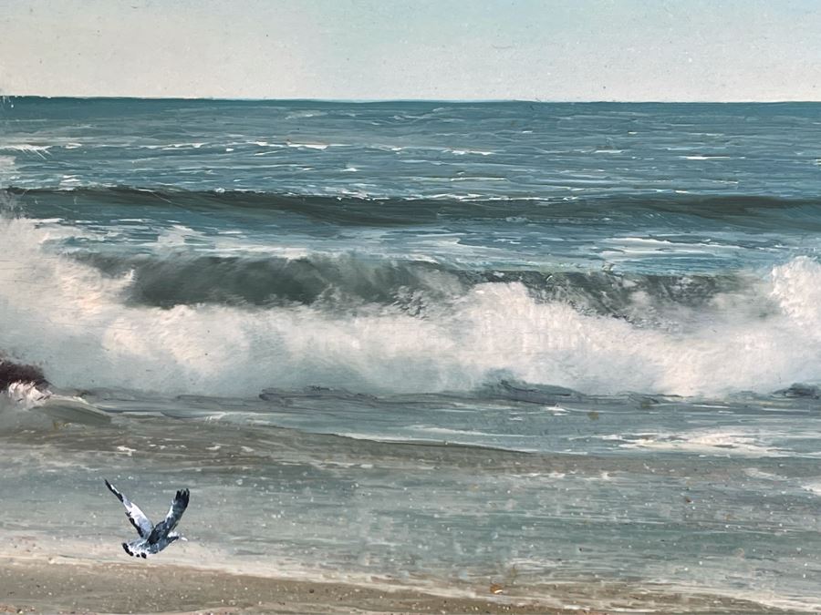 Original Jacquelynn Kresman Ocean Painting On Board (Appears To Be Big Rock In La Jolla) 14 X 11, Framed 16 X 13 [Photo 8]