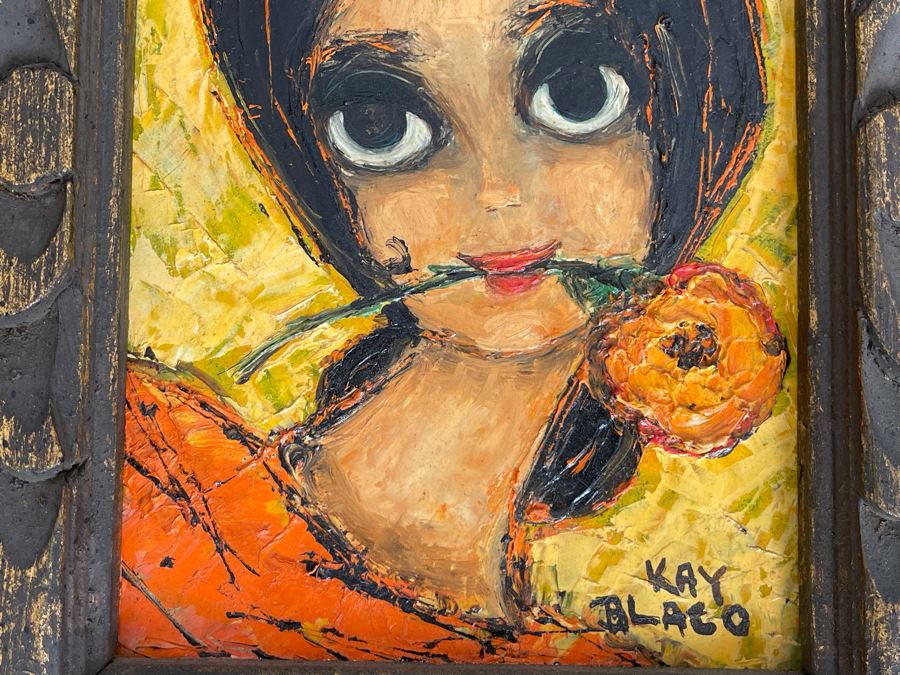 Original Kay Blaco Mid-Century Small Impressionist Painting On Board Los Angeles Artist 5 X 7, Framed 11 X 13 [Photo 5]