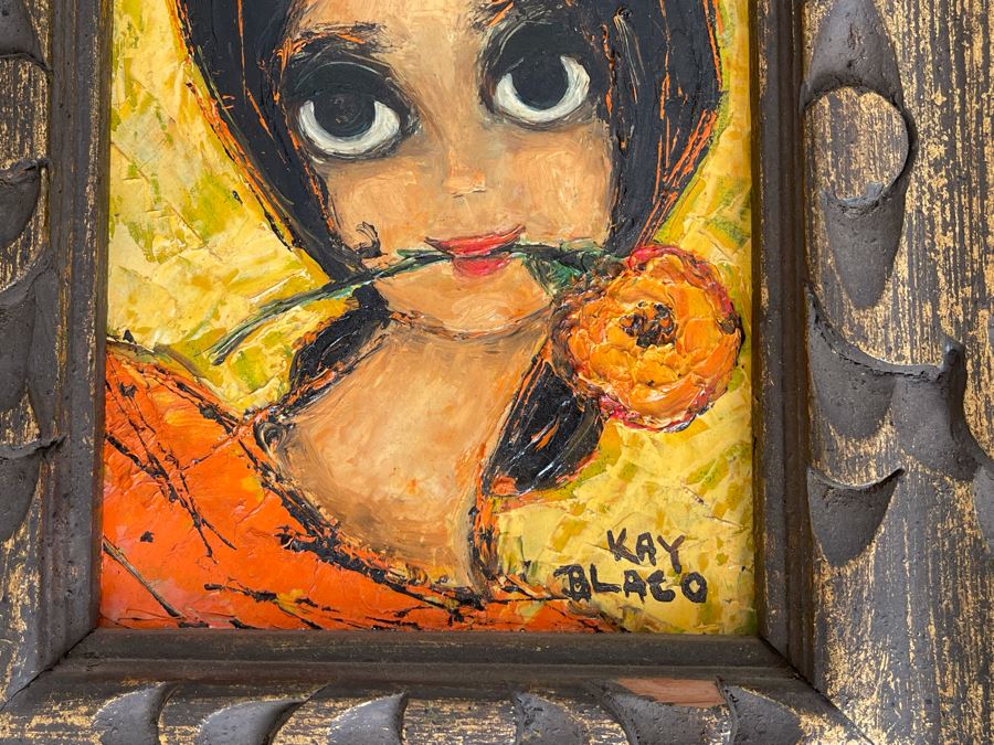 Original Kay Blaco Mid-Century Small Impressionist Painting On Board Los Angeles Artist 5 X 7, Framed 11 X 13 [Photo 4]