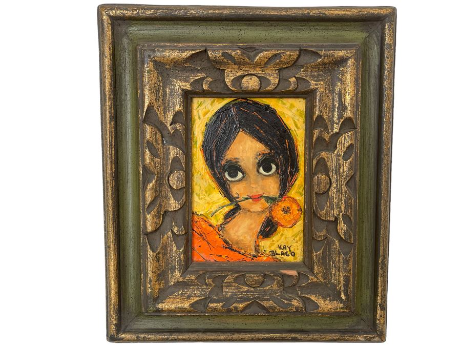 Original Kay Blaco Mid-Century Small Impressionist Painting On Board Los Angeles Artist 5 X 7, Framed 11 X 13 [Photo 2]