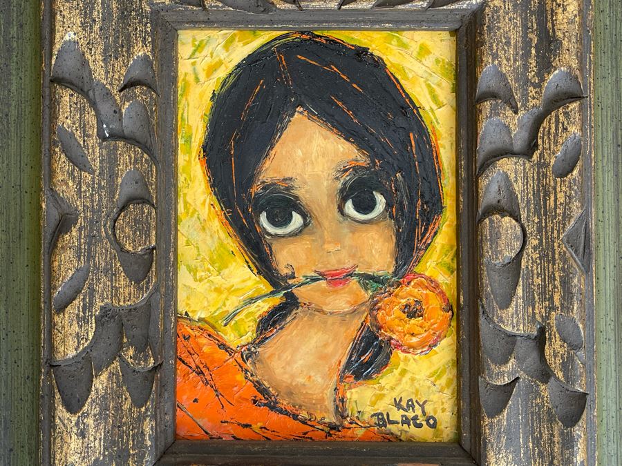 Original Kay Blaco Mid-Century Small Impressionist Painting On Board Los Angeles Artist 5 X 7, Framed 11 X 13 [Photo 3]