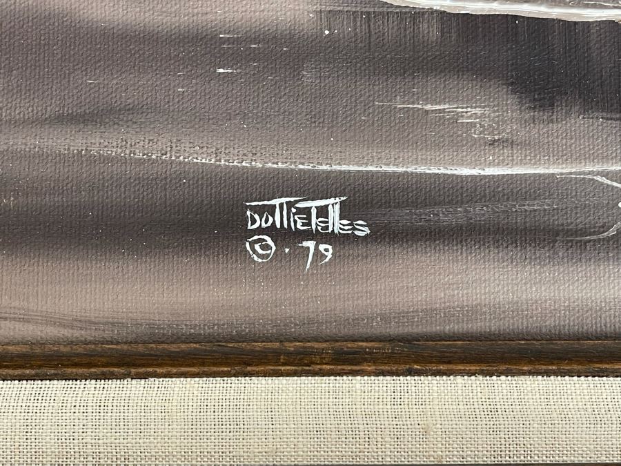 Original Vintage 1979 Seascape Ocean Painting By Dottie Telles 24 X 12, Framed 31 X 19 [Photo 9]