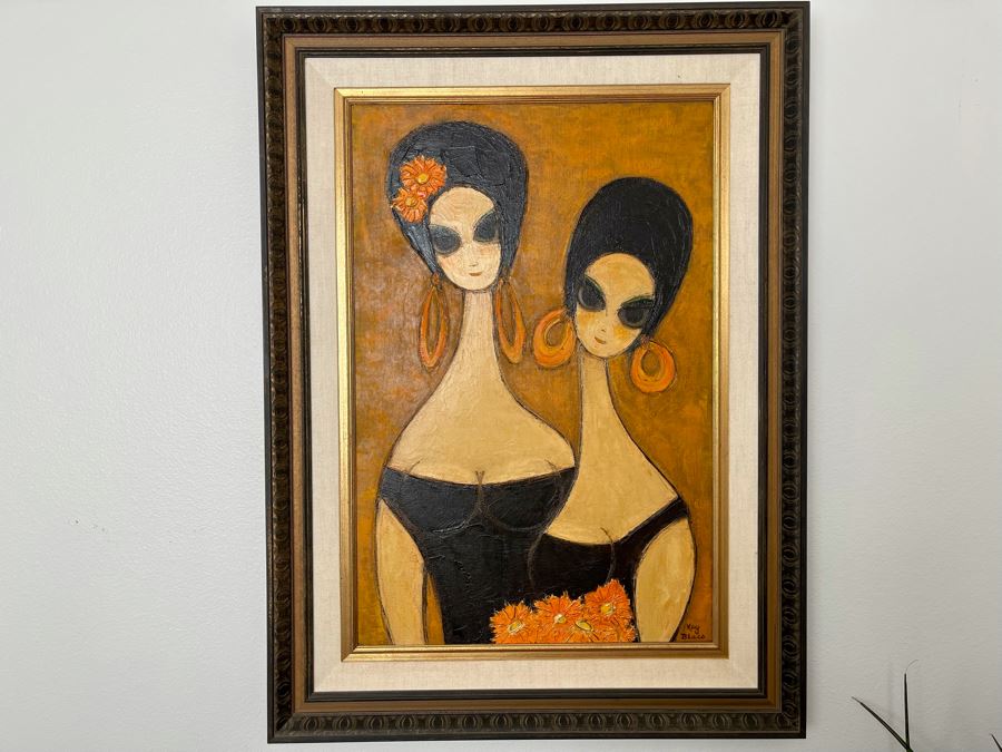 Original Kay Blaco Mid-Century Impressionist Painting On Board Los Angeles Artist 24 X 36, Framed 34 X 46 [Photo 3]