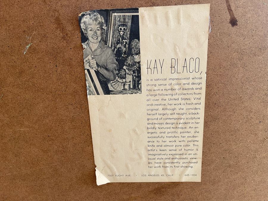 Original Kay Blaco Mid-Century Impressionist Painting On Board Los Angeles Artist 24 X 36, Framed 34 X 46 [Photo 15]