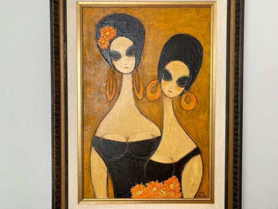 Original Kay Blaco Mid-Century Impressionist Painting On Board Los Angeles Artist 24 X 36, Framed 34 X 46 [Photo 4]