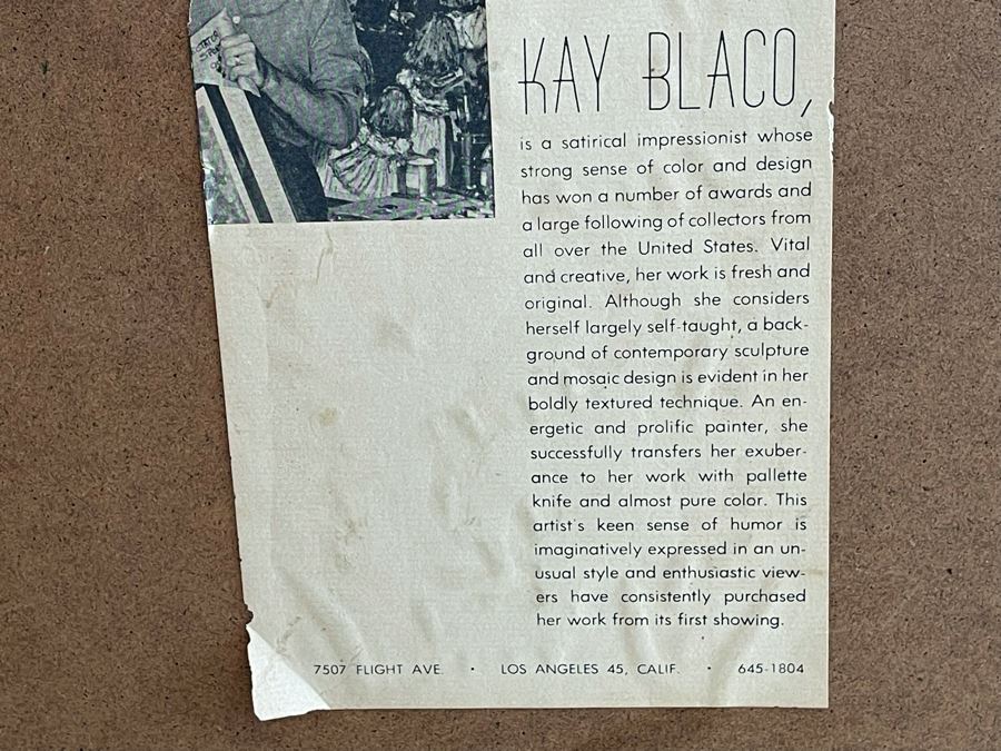 Original Kay Blaco Mid-Century Impressionist Painting On Board Los Angeles Artist 24 X 36, Framed 34 X 46 [Photo 17]