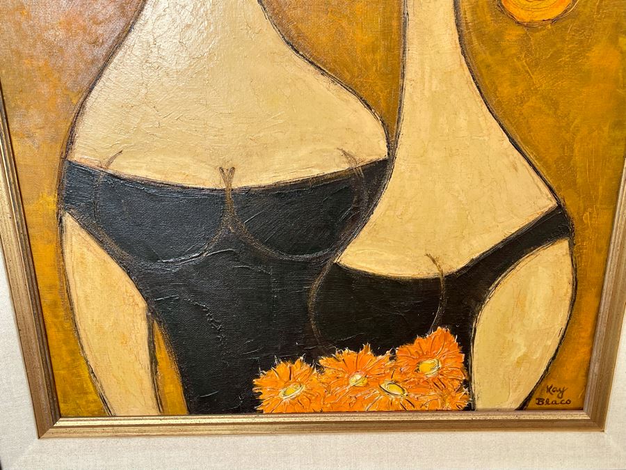 Original Kay Blaco Mid-Century Impressionist Painting On Board Los Angeles Artist 24 X 36, Framed 34 X 46 [Photo 5]