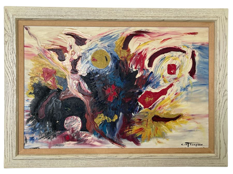 Original Mid-Century Abstract Curt Thompson Painting 38 X 29, Framed [Photo 2]