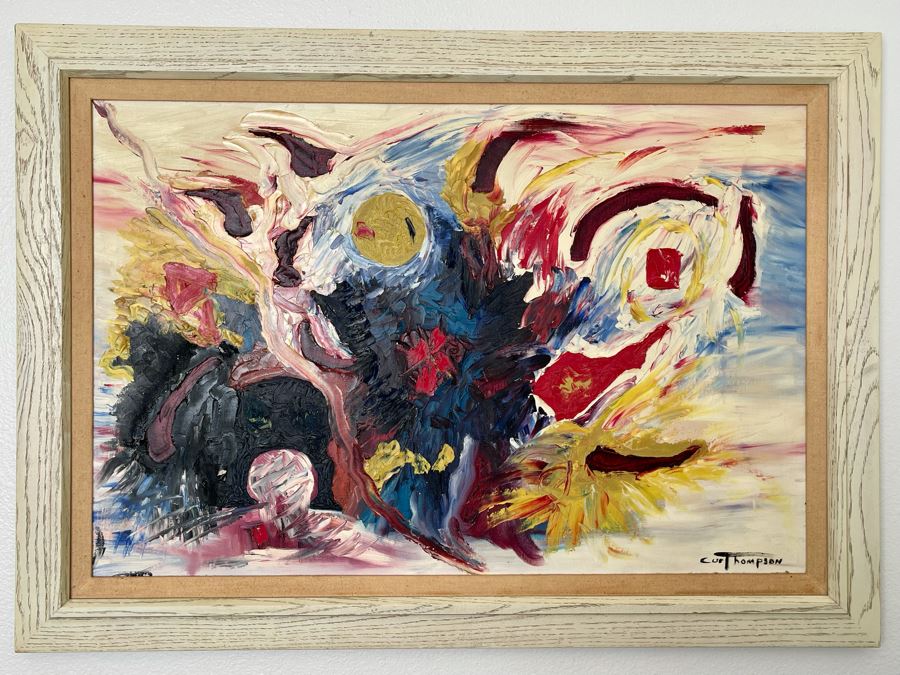 Original Mid-Century Abstract Curt Thompson Painting 38 X 29, Framed [Photo 4]
