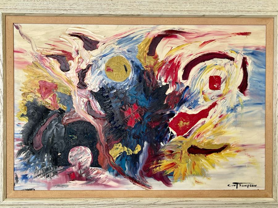 Original Mid-Century Abstract Curt Thompson Painting 38 X 29, Framed [Photo 6]