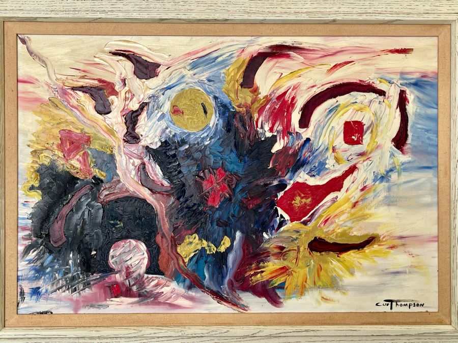 Original Mid-Century Abstract Curt Thompson Painting 38 X 29, Framed [Photo 5]