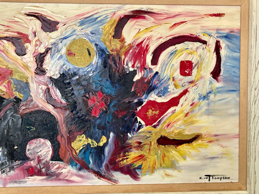 Original Mid-Century Abstract Curt Thompson Painting 38 X 29, Framed [Photo 8]
