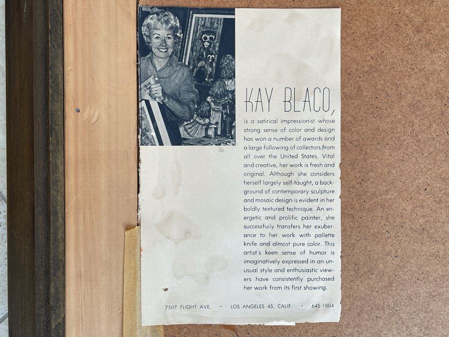 Original Kay Blaco Mid-Century Impressionist Painting On Board Los Angeles Artist 20 X 26, Framed 28 X 34 [Photo 12]