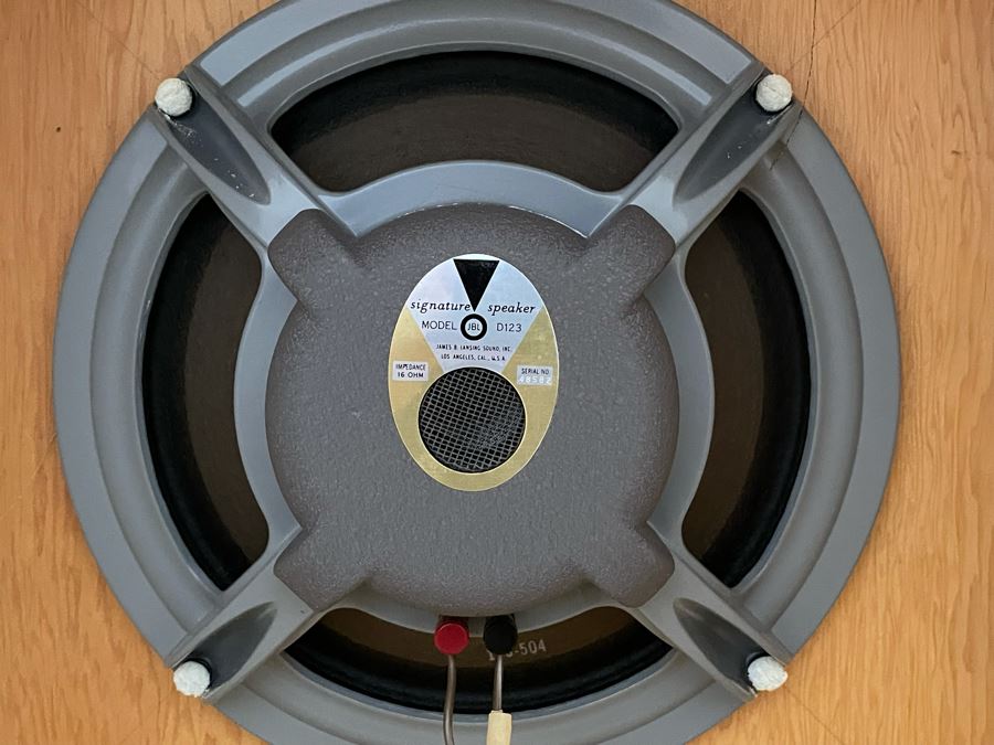Vintage Wooden Credenza With Marble Top Stereo Cabinet With Pair Of JBL Model D123 Signature 12' Speakers [Photo 2]
