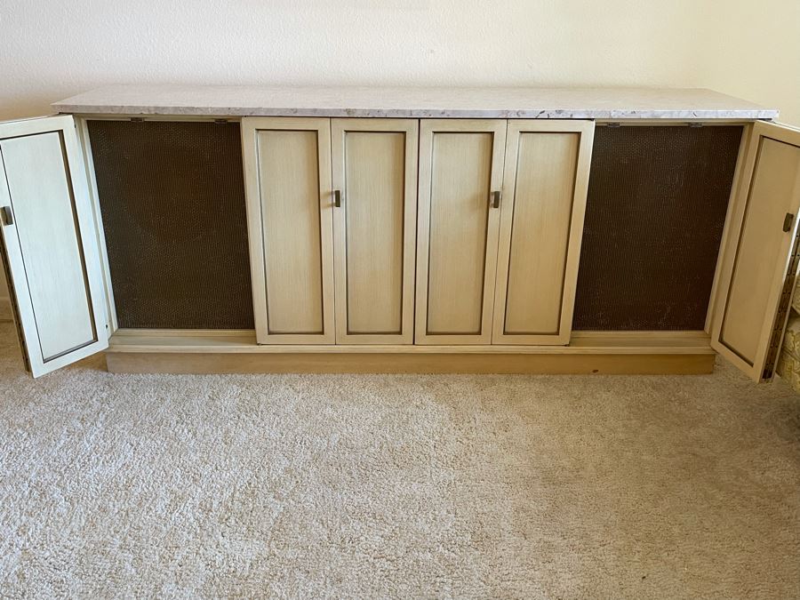 Vintage Wooden Credenza With Marble Top Stereo Cabinet With Pair Of JBL Model D123 Signature 12' Speakers [Photo 10]