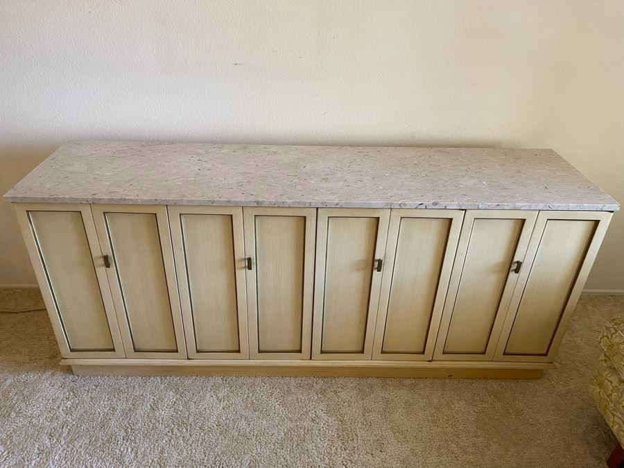 Vintage Wooden Credenza With Marble Top Stereo Cabinet With Pair Of JBL Model D123 Signature 12' Speakers [Photo 8]