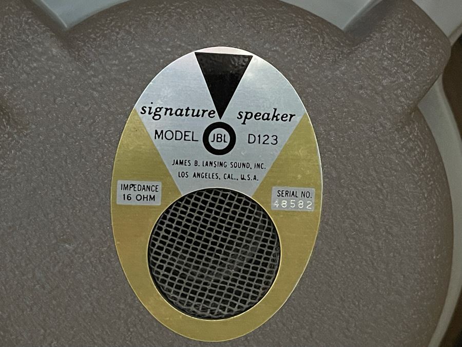 Vintage Wooden Credenza With Marble Top Stereo Cabinet With Pair Of JBL Model D123 Signature 12' Speakers [Photo 15]