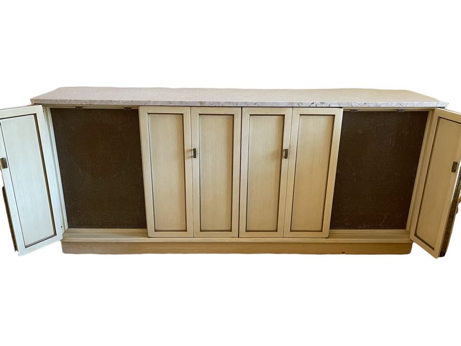 Vintage Wooden Credenza With Marble Top Stereo Cabinet With Pair Of JBL Model D123 Signature 12' Speakers [Photo 4]
