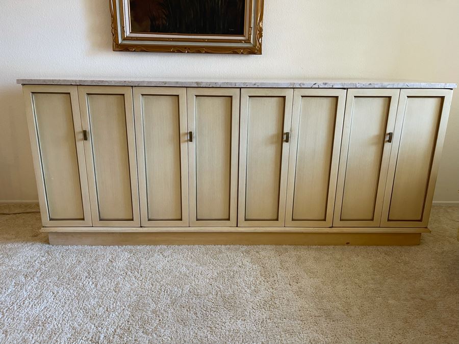 Vintage Wooden Credenza With Marble Top Stereo Cabinet With Pair Of JBL Model D123 Signature 12' Speakers [Photo 5]