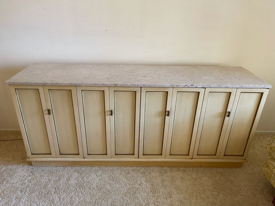 Vintage Wooden Credenza With Marble Top Stereo Cabinet With Pair Of JBL Model D123 Signature 12' Speakers [Photo 7]