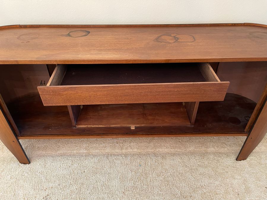 Rare Henry P. Glass Mid-Century Modern Cylindra Sideboard Buffet For Richbuilt Mfg Featuring Tambour Doors - Top Has Some Water Damage 6'W X 18'D X 30'H [Photo 16]