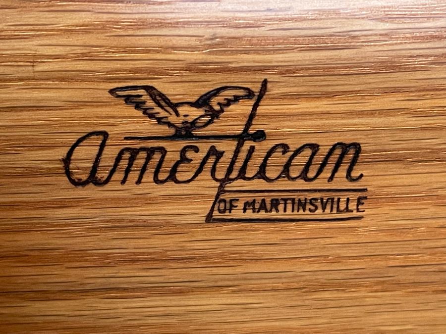 Mid-Century Modern Bedroom Set By American Of Martinsville Includes: Pair Of Nightstands, Highboy Dresser, Dresser, Bed Frame (See Photos For Matching Bed) And Mid-Century Modern Blue Pottery Table Lamp - See Description For Measurements [Photo 15]