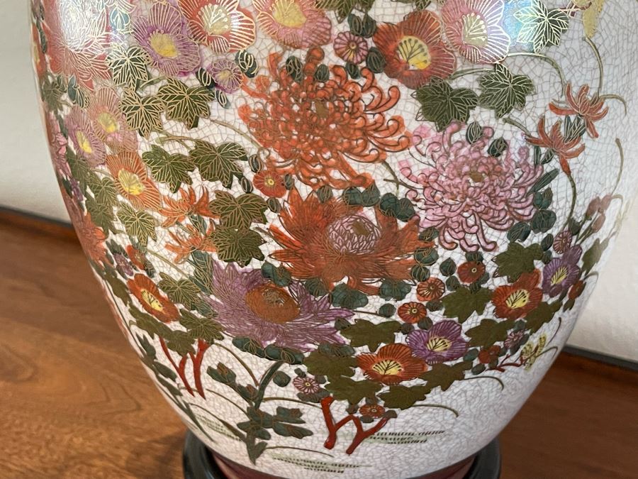 Pair Of Large Vintage Fujita Kutani Signed Hand Painted Japanese Porcelain Vase Table Lamps 41H Estimate $2,500+ [Photo 8]