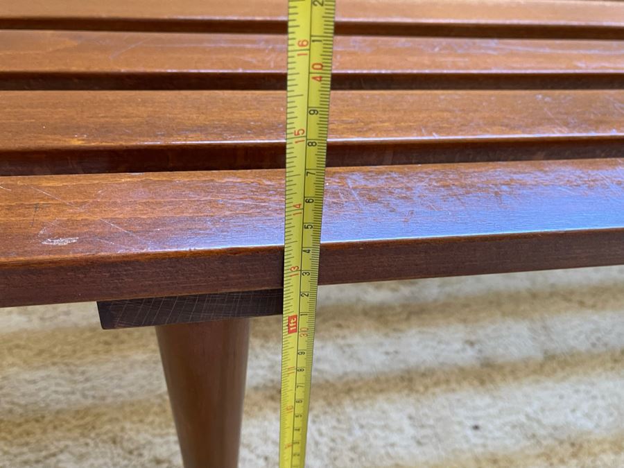 Mid-Century Modern Wooden Slat Bench Made In Jugoslavia 60W X 17.75D X 13.5H [Photo 12]