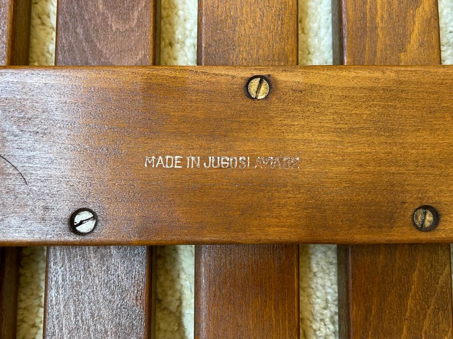 Mid-Century Modern Wooden Slat Bench Made In Jugoslavia 60W X 17.75D X 13.5H [Photo 9]