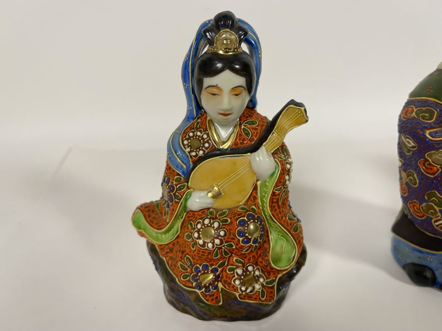 Signed Kutani Japanese Figurines The Seven Happy Gods 6H [Photo 15]