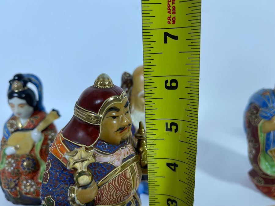 Signed Kutani Japanese Figurines The Seven Happy Gods 6H [Photo 22]