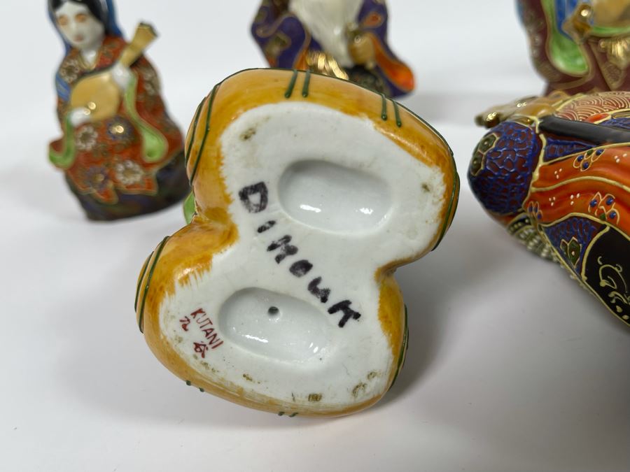 Signed Kutani Japanese Figurines The Seven Happy Gods 6H [Photo 18]