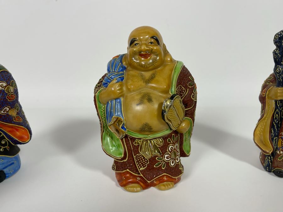 Signed Kutani Japanese Figurines The Seven Happy Gods 6H [Photo 13]