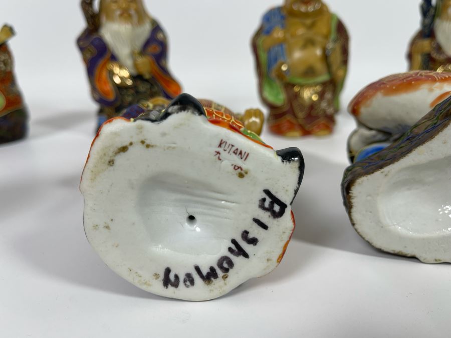Signed Kutani Japanese Figurines The Seven Happy Gods 6H [Photo 17]