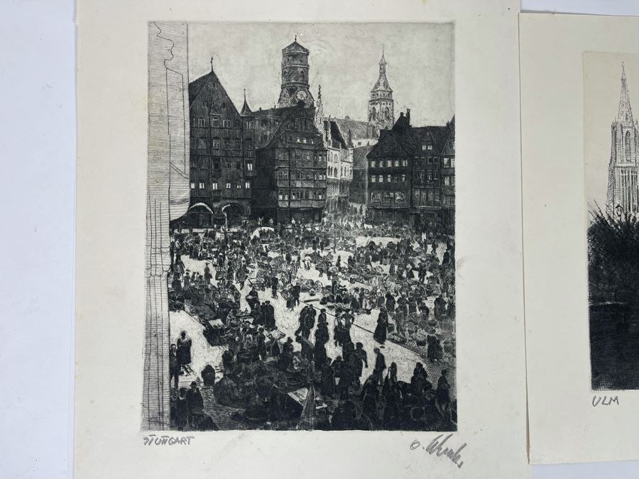 Pair Of Vintage Signed European Etchings 12 X 9, 8 X 11 [Photo 5]